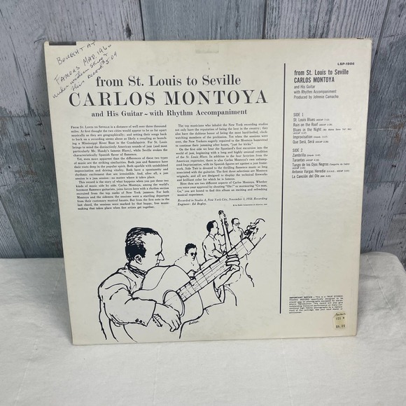 Vintage 1959 Carlos Montoya from St Louis to Seville Music LP Vinyl Record - Picture 2 of 2